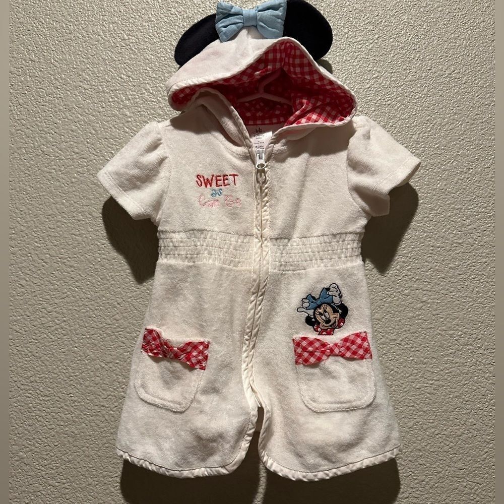 Disney Minnie White One Piece Bathing Suit Robe Size 18-24M